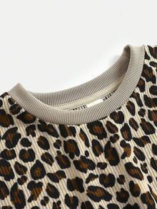 Girlism Tween Mädchen Lässig Leopard Muster Reißverschluss-Vorderseite Langarm Sweatshirt