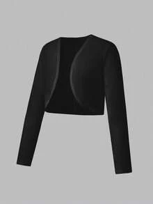 SHEIN EZwear 2pcs Black & Beige Short Sleeve Plus Size Jacket Set Autumn Winter Clothes For Women - Multicolor - View 3
