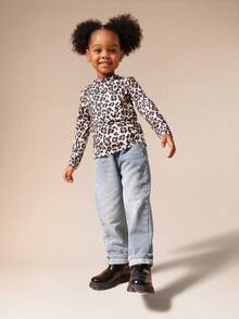 SUMWON ملابس علوية بأكمام طويلة مطبوعة بنمط الفهد، ملابس علوية كاجوال مطبوعة بنمط الحيوان للخريف والشتاء، ملابس علوية بياقة مستديرة