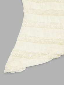 Sweetra 1 套白色无袖短款上衣，腰部带扣装饰和白色短款百褶裙，极简风格 - 杏色 - 查看 4