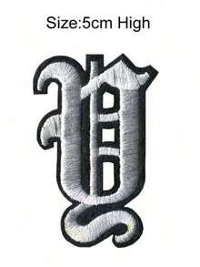 1/ 10/26 miếng vá thêu chữ cái viền đen, có thể ủi hoặc may lên quần áo, dùng để sửa chữa và trang trí đồ thủ công DIY, trang phục. - Xám - Xem 95