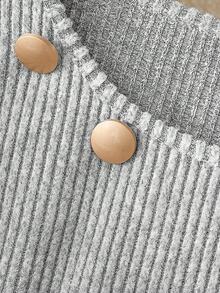 GlowEve Women's Casual Ribbed Crew Neck Long Sleeve T-Shirt - Light Grey - View 3