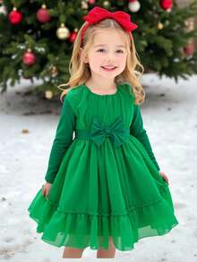 Glamorique Kids 女童荷叶边薄纱蝴蝶结装饰连衣裙，可爱 3 岁生日派对连衣裙，适合花童婚礼场合