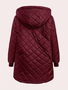 SHEIN Clasi Kurtka polarowa z kapturem i długim rękawem w jednolitym kolorze, w swobodnym, swobodnym stylu plus size