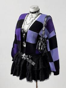 Sunspun Plus Size Women Halloween Plaid Open Front Long Sleeve Cardigan Sweater, Autumn/Winter - Multicolor - View 6