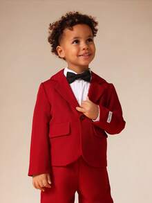 SUMWON Boys Formal Suit Set Holiday Wedding Single Button Blazer With Matching Pants Vacation - Burgundy - View 7