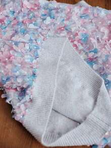 Anewsta Women's New Ditsy Floral Sweater, Multicolor, Sweet & Loose Fit Crew Neck Pullover Sweater, Autumn/Winter