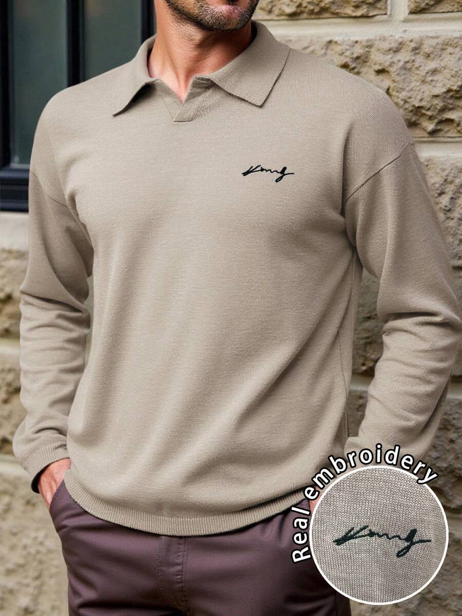 Airaco TL-50 Men's Fashionable Casual Pullover Knit Sweater - Khaki - View 1