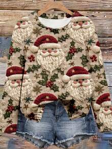 EMERY ROSE 女士针织套头衫，适合秋冬季，圣诞老人印花，适合圣诞节 - 彩色 - 查看 4