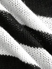 SHEIN EZwear Striped Vintage Style Bell Sleeve Sweater In Fall/Winter - Black and White - View 5