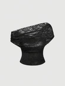 SHEIN MOD 1 chiếc áo nữ ren nhún bèo ôm sát thời trang màu đen xuyên thấu cho buổi hòa nhạc, 1 áo 3 kiểu, lễ hội, đi biển, hàng ngày, phong cách Boho, Y2K, áo đi chơi, phong cách miền Tây, áo cổ yếm, phong cách năm mới, áo ren đen, áo dự tiệc, đi biển, thời trang đường phố nữ, phong cách đồng quê, áo vintage nữ, mùa xuân/hè, áo 3 kiểu, áo đen, áo gợi cảm, quà Valentine cho nữ, áo mùa xuân cho nữ - màu đen - Xem 5