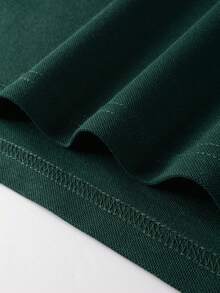 Calvornis Men's Dark Green Contrast Color Block Collar Long Sleeve Polo Shirt,Casual Autumn Golf Rugby Shirt,College Style Pattern Versatile Old Money Tops - Dark Green - View 3