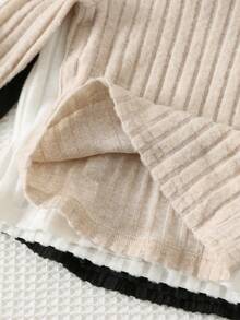 Cozy Pixies 3pcs/Set Baby Boys Solid Color Thermal Lined Thick Elastic Knit Soft Mock Neck Long Sleeve Pullover Tops, Suitable For Winter