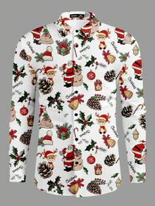 Manfinity Joysei Camisa de manga larga de Feliz Navidad para hombre, adecuada para reuniones familiares, regalo para amigo/esposo