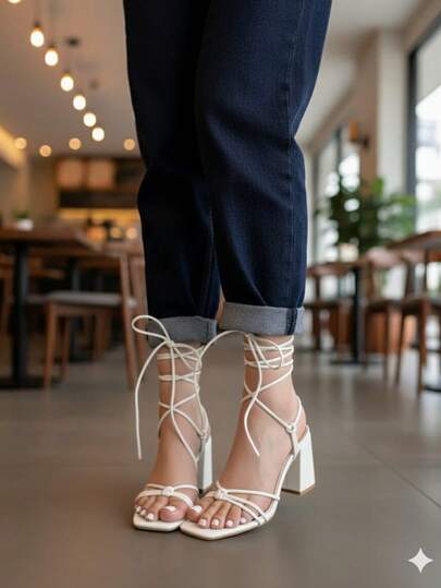 Sandalia de tacón ancho y tiras ajustables Modelo 590