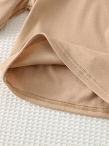 Cozy Pixies 女婴卡通熊图案针织柔软高领长袖高弹罗纹套头卫衣，加厚保暖，适合冬季穿着