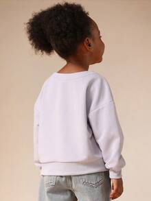 SUMWON Oversized Girls Donut Worry Crew Neck Long Sleeve Character Graphic Sweatshirt Casual Pullover Top - Purple - View 2