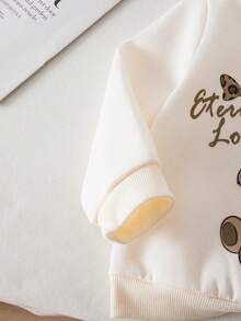 SHEIN 2pcs Baby Girl Cute Cartoon Pattern Knit Sweatshirt And Leopard Print Pants Set, Autumn/Winter - Multicolor - View 3