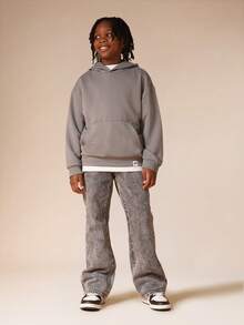 SUMWON Relaxed Flare Acid Wash Jeans Wide Leg Vintage Denim Pants Classic Five Pocket Design Casual Streetwear - Grey - View 3