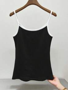 GlowEve 女士撞色简约休闲吊带背心 - 黑色 - 查看 2