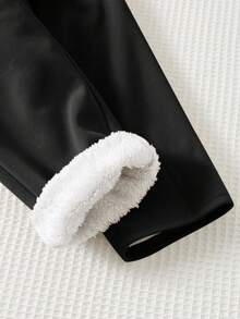 Cozy Pixies 男童野马图案弹力腰休闲抓绒裤保暖裤儿童运动裤男童运动裤保暖内衬裤黑色儿童慢跑裤保暖内衬裤男童两件套