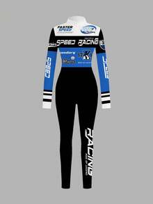 Slaydiva Combinaison décontractée à manches longues avec fermeture éclair devant, convient pour l'automne/l'hiver