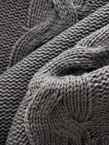 Elamini Women's Casual Daily Commute Simple Solid Color Cable Knit Hooded Sweater, Autumn/Winter