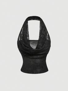 SHEIN MOD 1 chiếc áo nữ ren nhún bèo ôm sát thời trang màu đen xuyên thấu cho buổi hòa nhạc, 1 áo 3 kiểu, lễ hội, đi biển, hàng ngày, phong cách Boho, Y2K, áo đi chơi, phong cách miền Tây, áo cổ yếm, phong cách năm mới, áo ren đen, áo dự tiệc, đi biển, thời trang đường phố nữ, phong cách đồng quê, áo vintage nữ, mùa xuân/hè, áo 3 kiểu, áo đen, áo gợi cảm, quà Valentine cho nữ, áo mùa xuân cho nữ - màu đen - Xem 9
