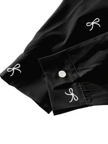 Resyla Women's Loose Fit Digital Printing Bowknot Long Sleeve Shirt - Multicolor - View 3