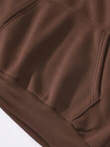 INAWLY Sweat-shirt-shirt décontracté en polaire à manches longues et design de poche, couleur unie, automne/hiver pour femmes - Marron fonçé - Voir 5