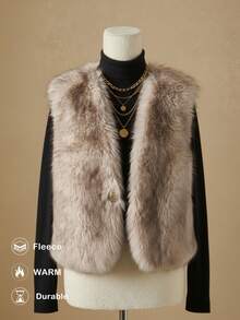 Briarwyn Elegant Women's Sleeveless Faux Fur Warmth Vest,Fall Clothes For Women,Winter Clothes For Women,Chic Women's Vest ,Old Money Style Women - Grey - View 2