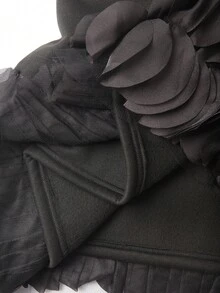 Franclia Vestito felpa da donna taglie forti, manica lunga, stile autunno/inverno, vestibilità morbida, elegante patchwork con volant sul fondo, collo tondo