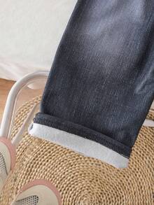 SHEIN 女婴可爱休闲百搭海军蓝蝴蝶图案松紧腰裤 - 彩色 - 查看 6