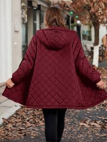 SHEIN Clasi Kurtka polarowa z kapturem i długim rękawem w jednolitym kolorze, w swobodnym, swobodnym stylu plus size