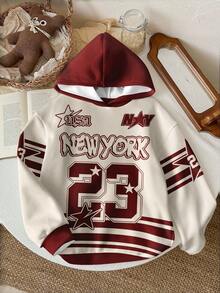 Slaydiva Ropa de otoño para mujer/Ropa de invierno para mujer/Ropa Y2K/Ropa urbana/Vuelta al colegio/Calle casual/Apta para hip hop/Sudadera casual de calle con estampado para mujer/Gráfico con letras de Nueva York - Multicolor - Ver 3