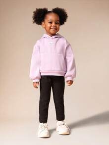 SUMWON 女童套头连帽衫，无抽绳，带中央口袋，适合日常休闲穿着 - 紫色 - 查看 6