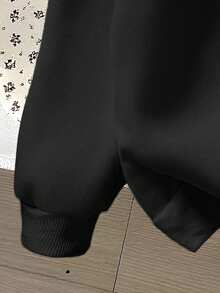SHEIN 少女卡布奇诺芭蕾舞女字母图案宽松圆领卫衣，休闲舒适冬季服装 - 黑色 - 查看 5