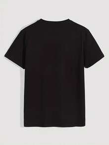 Mujer camiseta estilo casual con estampado de perro navideño, tela suave color sólido, holgada, cuello redondo, manga corta, primavera verano, uso diario camiseta - Negro - Ver 2