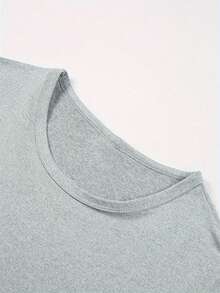 Mujer camiseta casual estilo moderno con impresión artística de perro, tejido suave, ajuste holgado, cuello redondo, manga corta, primavera/verano, uso diario, playera - Gris - Ver 2