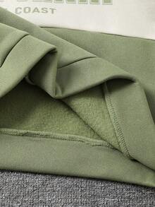 Tween Boy Stand Collar Half Zip Sweatshirt, Colorblock Casual Sporty Style Pullover - Green - View 8