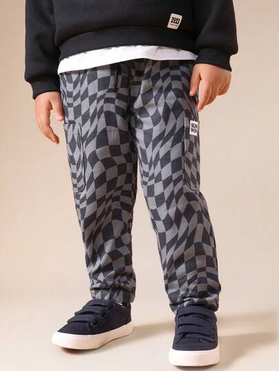 SUMWON Checkered Jogger Pants With Elastic Waistband And Cuffs For Comfortable All Day Wear