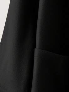 Linhara Plus Size Double-Breasted Casual Warm Overcoat, Autumn/Winter - Black - View 5