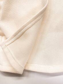 SHEIN 青少年女孩人造毛皮拼布欧根纱荷叶边夹克和网眼罩层连衣裙优雅两件套 - 米色 - 查看 7