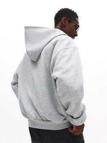 SUMWON 舒适的拉链连帽运动衫，配有抽绳和全拉链开合，适合日常休闲穿着 - 灰色 - 查看 2