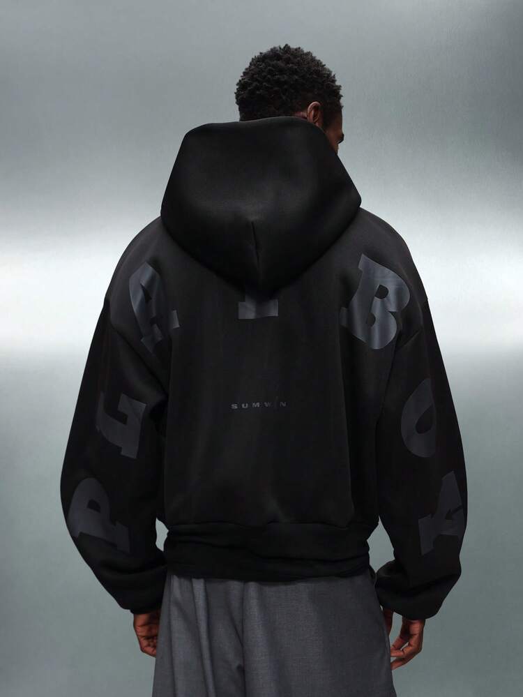 PLAYBOY X SUMWON Felpa con cappuccio crop fit con zip intera e coulisse