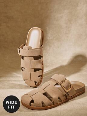 SHUZIA Women's Wide-Fit Vintage Roman Style Woven Slip-On Clogs