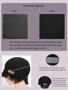 1*1 Short Hair Glueless Elastic Net Human Hair Wigs None Lace Front Wig Affordable For Women Daily Use Brown Wig - S2 - View 3