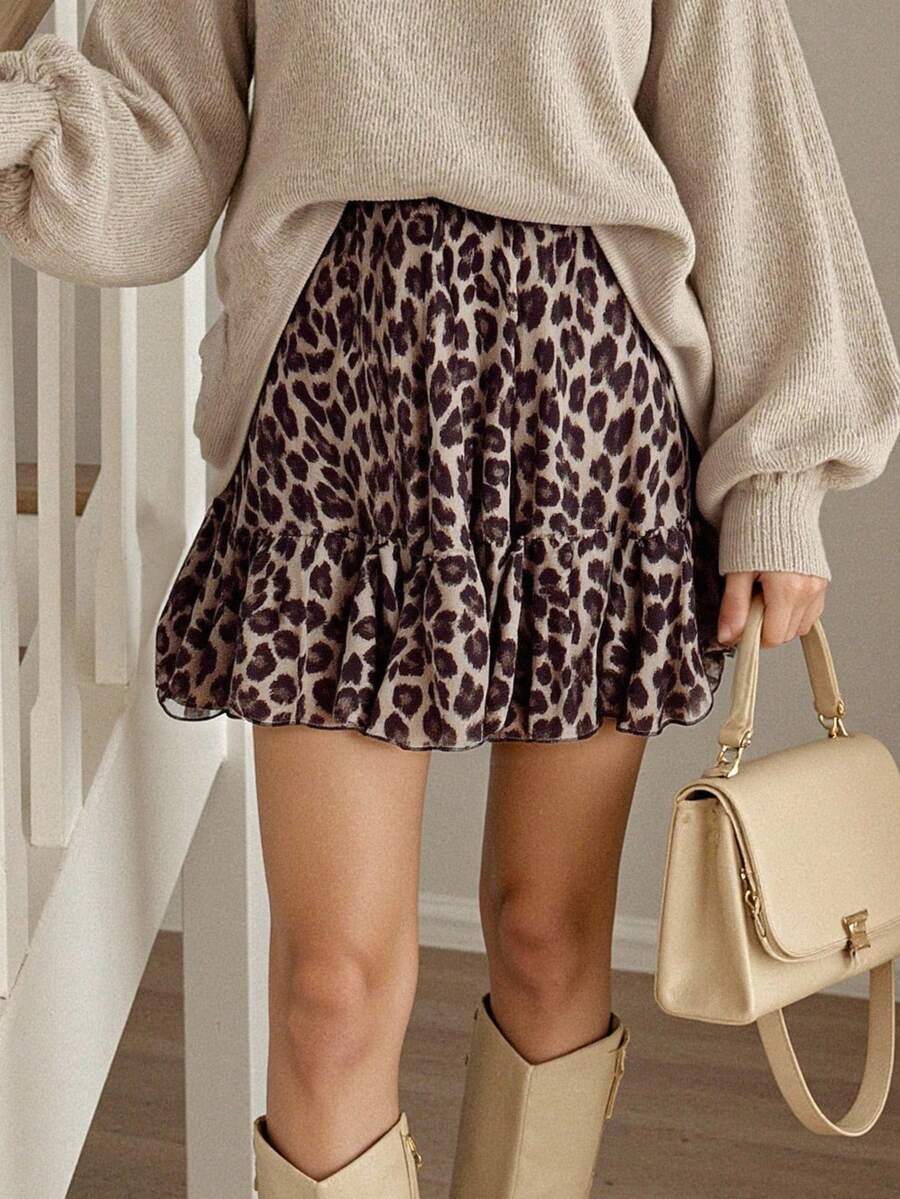 INAWLY 大码女式豹纹休闲裙，适合度假 - 彩色 - 查看 1