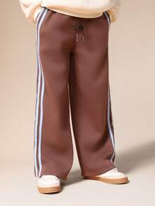 SUMWON Boys Side Stripe Joggers With Elastic Waistband And Contrast Stripe Details For Casual Wear - Brown - View 4