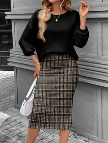 SHEIN LUNE Women's Casual Plaid 2 Pieces Set, Suitable For Autumn/Winter - Multicolor - View 6